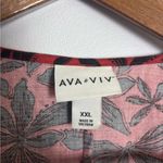 Ava & Viv Plus Size Red Orange Black Floral Dolman Short Sleeve Midi Dress Photo 3