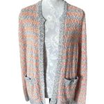 J.Crew  Tweed Striped Cardigan Womens Floral Buttons Xlarge Photo 0