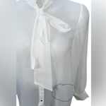 ZARA WHITE Semi-sheer long sleeve, unique collar Front button Elegant women’s S Photo 10