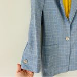 Escada Vintage Light Blue Yellow Plaid Single Button Wool Silk Blazer Jacket 36 Size 6 Photo 4