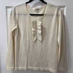 Lacoste  Cream‎ Ruffle Front Long Sleeve Sweater Classic Feminine Knit-SZ 42/M Photo 0