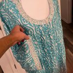 Escapada  Montreux beaded tunic 3/4 bell sleeves NWT size XL blouse aqua teal Photo 2