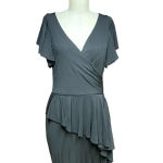 Rickie Freeman‎ Teri Jon Black Flutter Sleeve Ruffle Long Gown Size 8 Photo 1