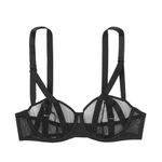 Victoria's Secret Luxe Lingerie Unlined Mesh Balconette Caged Bra Demure Black Photo 0