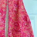 Jovani  Hot Pink Sequin Halter Evening Gown Formal Size 12 Leg Slit Sexy Prom Photo 3