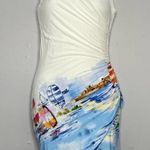 DANIELA CORTE REVOLVE Watercolor Bodycon Dress Womens Size Medium Coastal Unique White Photo 0