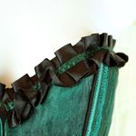 Overbust Corset Womens L Green Satin Black Trim Boned Halloween Cosplay Goth Size L Photo 7