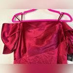 Aidan Mattox NWT  Dark Red Satin Puff Sleeve Off The Shoulder Dress 12 Photo 6
