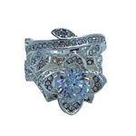 NEW flower fashion ring w/leaf wedding band set 7 Photo 1