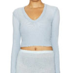 Cotton Citizen The Verona Crop U-neck Shirt, Crystalline Cast Blue | Size Small Photo 0