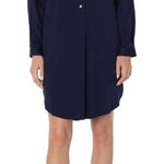 Liverpool Popover Shirtdress Collar Long Sleeve Button Front Cosmic Navy NWT L Photo 0