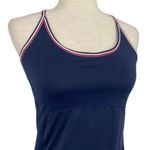 DRY SPORT Lightly Padded Racerback Activewear Tank Top Nautical Navy Size Small White Photo 1