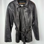 Valerie Stevens Vintage Lambskin Leather Belted Jacket in Black Size Medium Photo 0