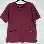 FIGS Casma Three Pocket Scrub Top Size XL Burgundy Nurse Medical Doctor Photo 4