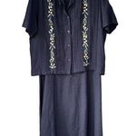 D1 90s Vintage Sarin New York‎ Dress Size 10 2 Piece Blue Photo 0