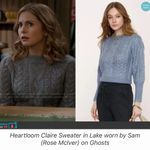 Heartloom Claire Sweater Lake Blue Cable Knit Pullover Soft Fuzzy Knit Sz Medium Photo 8