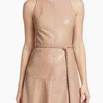 Alice + Olivia Leandra Vegan Leather Minidress, SZ 2, Almond color, BN,$395 Photo 0