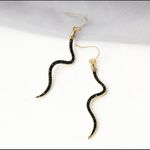 Boho & Indie Rhinestone Snake Earrings Black Photo 1