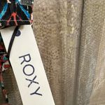 Roxy  Tribal Boho Blue Black Orange Tie Back Cropped Halter Top Med NWT Photo 4