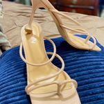 Vivianly NWOT  Women's Size:9 Tan Square Toe Strappy Heels Photo 4