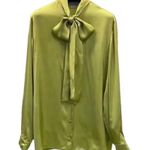Gucci Green Silk Blouse with Tie-Neck size 40 medium or 6/8 Photo 1