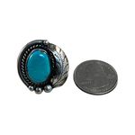 Vintage Turquoise Sterling Silver Native American Navajo Ring Sz 6.5 Blue Photo 3