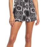 Nordstrom FINAL PRICE NWT BP Smocked Bodice Romper Black Bandana Print Boho Photo 0