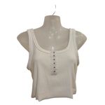 Aerie Sleeveless Soft Ribbed Crop Casual Scoop Neck Tank Top Summer White Large Photo 3