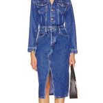 Favorite Daughter The City Dress – Blue Denim Midi Chic Size 0 New with Tags Photo 0