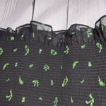 Aritzia Wilfred Luella smocked mini dress in a black with green leaf print Photo 7