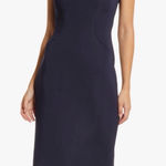 Eliza J  Scuba V-Neck Ruffled Cap Sleeve Sheath Dress Navy Size 14 Photo 0