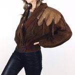 Vintage Cropped Western Suede Jacket with Fringe | Size M Brown Size M Photo 4
