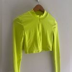 superdown Nicky Zip Crop Top in Neon Yellow Sz S Photo 2