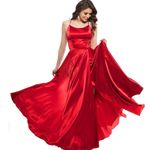 Betsy and Adam NEW WITH TAG Womens Charlotte Sleeveless Strappy Tie-Back Gown Red Photo 0