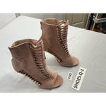 Womans Cape Robin Ankle Boots 8 Pink Back Zip Open Toe Stilettos Weave Detail Photo 1