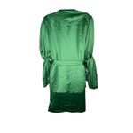 Marks & Curves Emerald Green Satin Wrap Midi Dress Puff Sleeve Tie Waist Large Photo 5