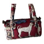 Vintage 60s Talon Zipper Marj Dickson Dog Print Padded Fabric Shoulder Bag Red Photo 10