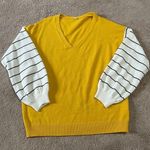 SheIn  Knit V Neck Long Sleeve Striped Top Photo 0