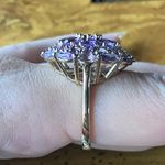 Natural Lavender Amethyst Sterling Silver Cocktail Ring Size 9.25 Gold Photo 2