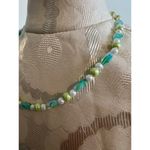 Ocean Blue Green & White Beaded Necklace Photo 4