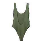 Aerie Super Scoop One Piece Swimsuit Size Large Olive Green Hi Cut Cheeky Swim Photo 3