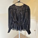 Gallery  EUC Women's Surplice Ikat Black Gold Blouse Size 4 (UK 8) Photo 3