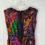 Vintage Handmade Beaded Retro Mod 70s Maxi Dress Black Size L Photo 6