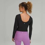 Lululemon  Align Long Sleeve Black Cropped V Neck Yoga Top Size 6 Photo 5