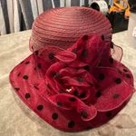 #812 YAYILU Chiffon Hat Red Photo 3