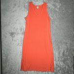 Chico's  Dress Women 4/6 Coral Orange Tank Dress Midi Preppy Basic Casual Everyday Photo 1