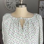 Ann Taylor  Blouse Women’s S Beige Green Floral Print Short Sleeve Flowy Top Photo 1