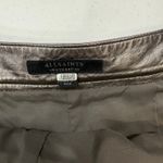 AllSaints Aisha Leather Fringe metallic mini Skirt Size 4 Silver Photo 2