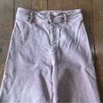 ZARA  Womens Y2K Wide Leg Jeans Pastel Pink High rise Flare Boho Raw Hem Photo 4