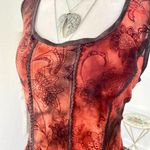 Dress Barn Early 2000's Burgundy Brown Whimsygoth Crushed Velvet Corset Style Top Photo 2